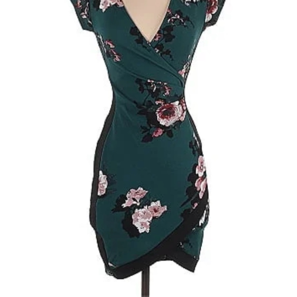 Floral Wrap Dress in Green